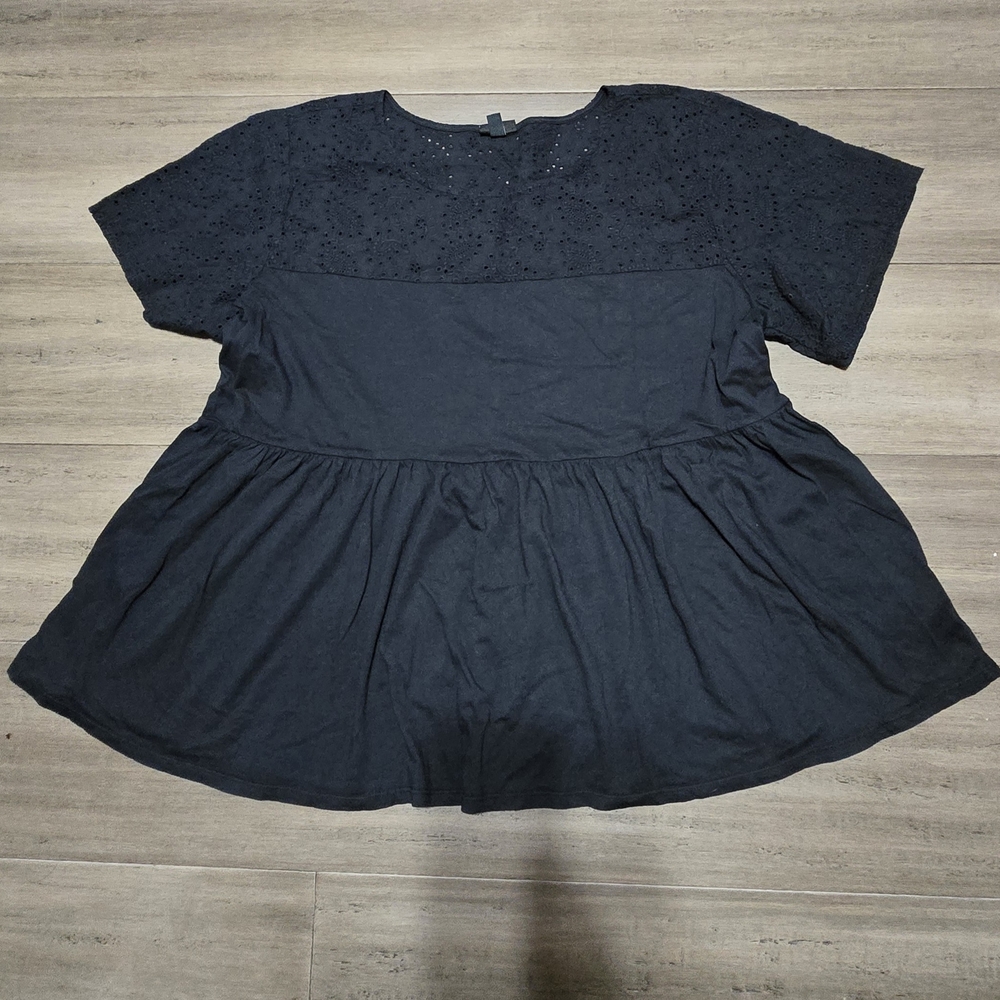 Torrid Black Lace Accent Blouse Size 1